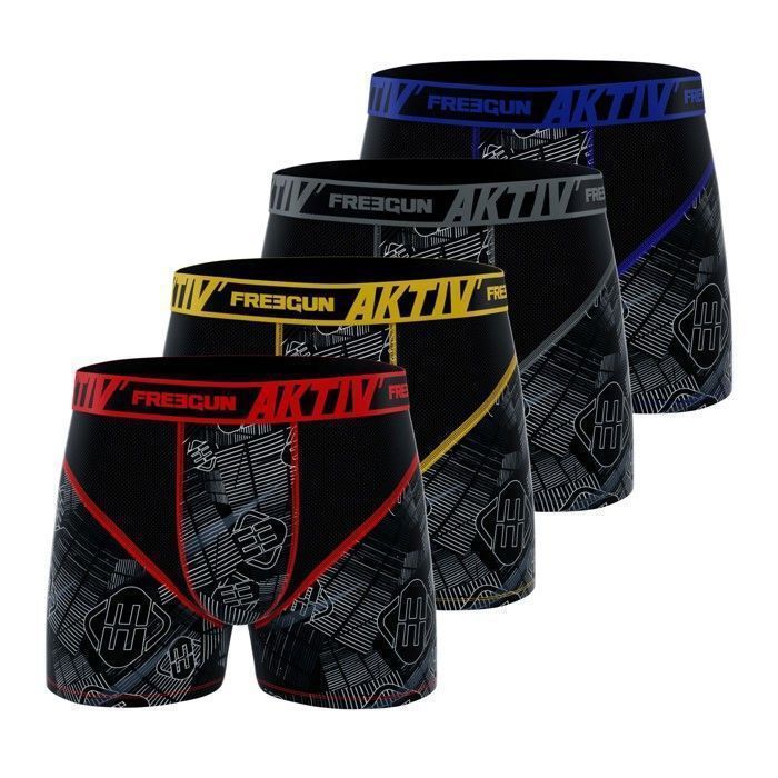 FREEGUN FREEGUN Aktiv Boxer FGWAKT/1BMX4 Men's Boxer Briefs (4-Pack), Black