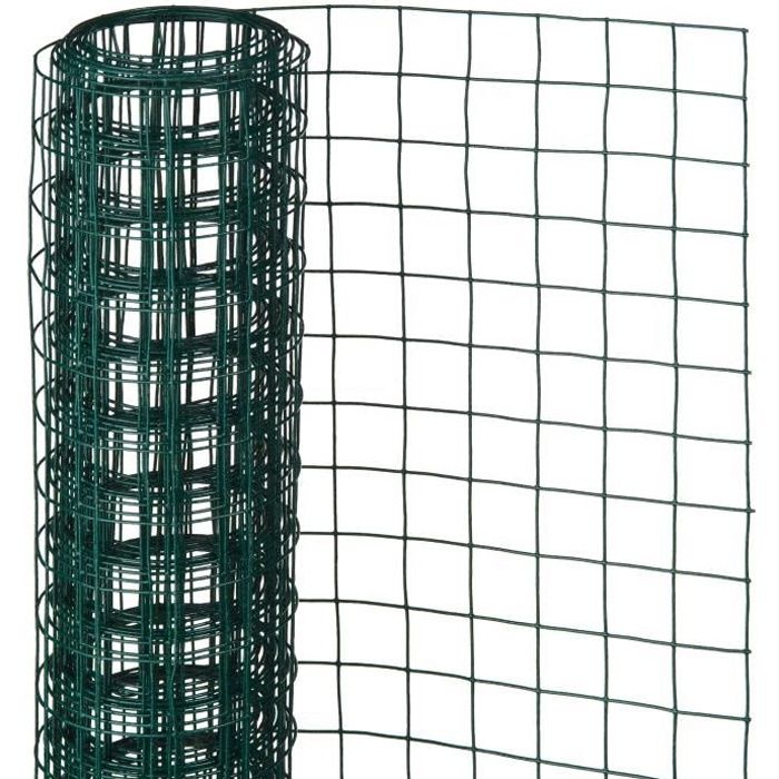 Grillage maille carrée NATURE - Acier galvanisé plastifié - 1x2,5m - Vert