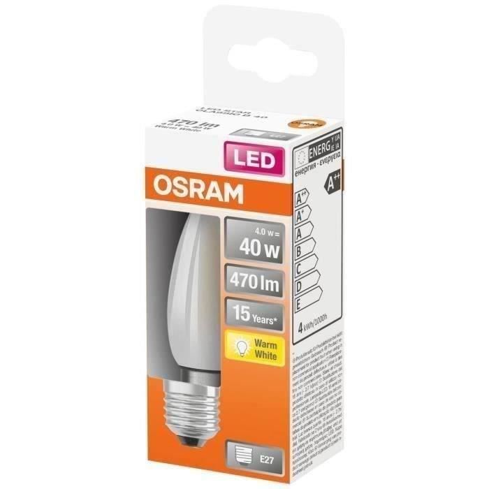 OSRAM - LED flamme verre dépoli 4W E27 470lm 2700K chaud