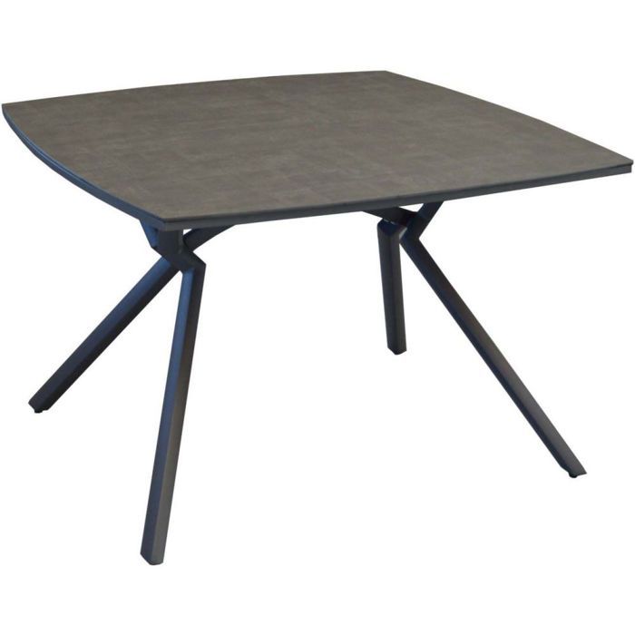 table de jardin carrée en aluminium plateau hpl loane gris