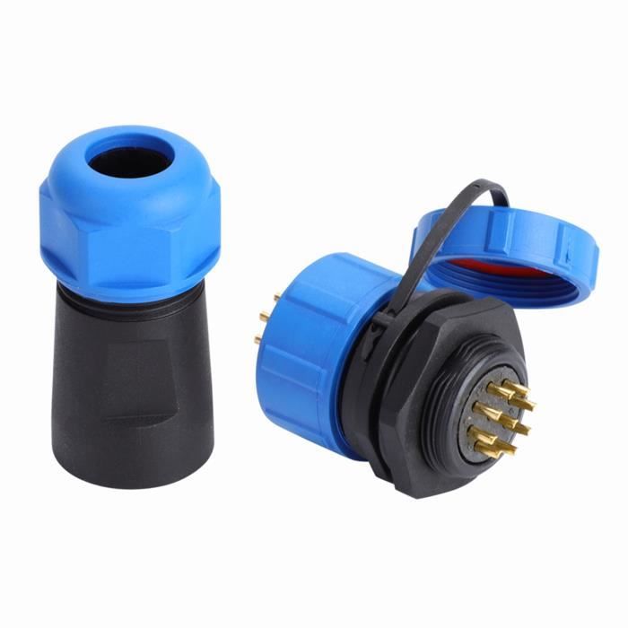 Connecteur Aviation SP21 2 Broches IP68 Étanché – Prise Femelle + Mâle – Soudure – Idéal Luminaire Et Environnements Difficiles