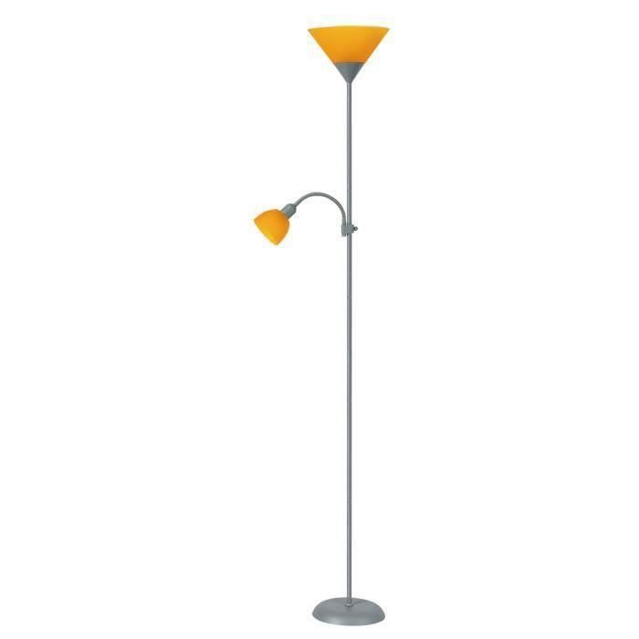 Lampe de bureau et de sol - RABALUX - Action - Couleur argent et orange - 2 ampoules - H180cm