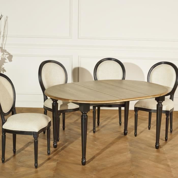 Table de repas ARLINGTON Noire - ROBIN DES BOIS - Rond - 6 places - Contemporain - Design