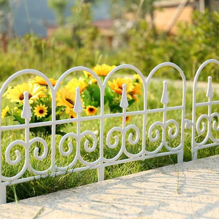 5 pièces de décoration de clôture de jardin, clôture blanc rétro en plastique, pour la décoration de pelouse extérieure