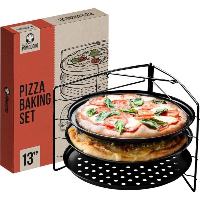 Grille Pizza Lot De 2 Plaques Alu Anti-adhésive Perforées Noire - GN1/1 - 2XPLALU-P Assiette A Pizza