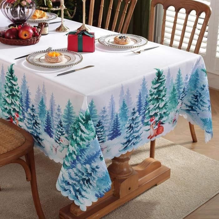 ESSEX - Nappe 130 X 180 Cm Green Xmas, Nappe En Tissu Résistant, Nappe