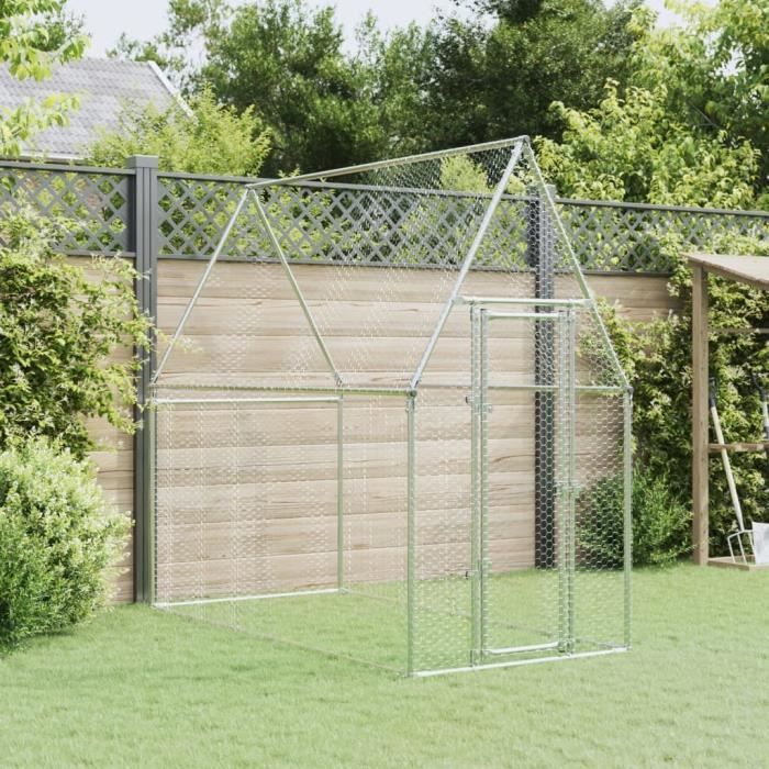 LEY Cage pour poules argenté 200x100x190 cm acier galvanisé - Shipenophy - VOX18375
