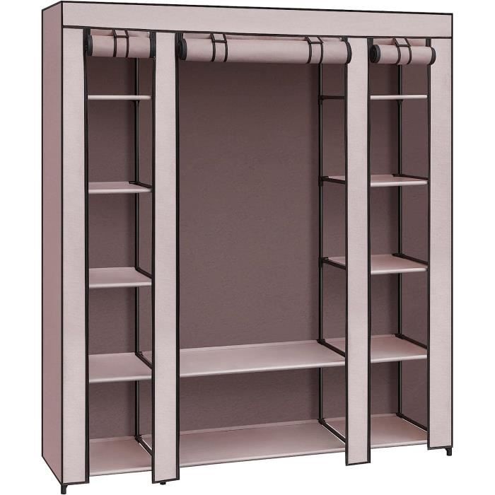 SONGMICS Armoire de Rangement en Tissu Penderie avec Housse Placard Garde-Robe 12 Compartiments Cadre en Métal Rose Poudré SONGMICS Armoire de Rangement en Tissu Penderie avec Housse Placard Garde-Robe 12 Compartiments Cadre en Métal Rose Poudré