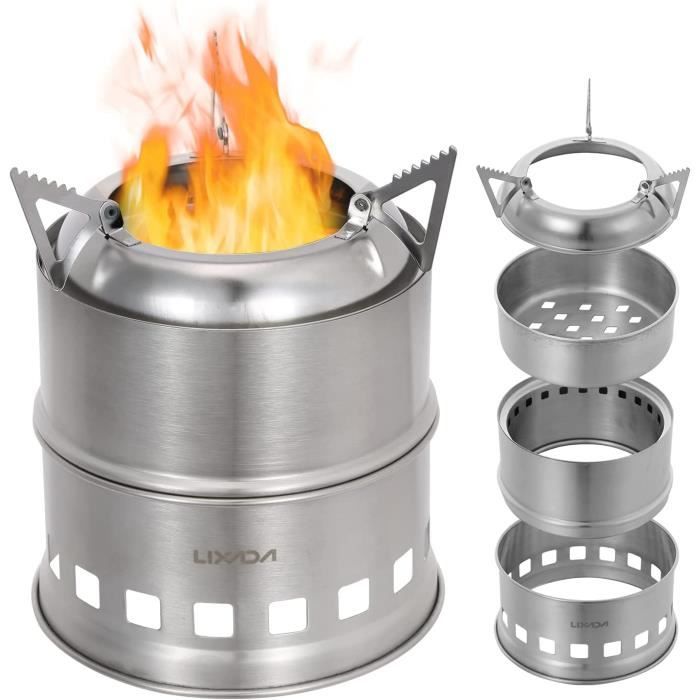 Jeffergarden Réchaud à bois portable pliable et coupe-vent, réchaud à alcool compact en acier inoxydable pour camping en plein air, randonnée, pique- nique, barbecue Jeffergarden Réchaud à bois portable pliable et coupe-vent, réchaud à alcool compact en acier inoxydable pour camping en plein air, randonnée, pique- nique, barbecue