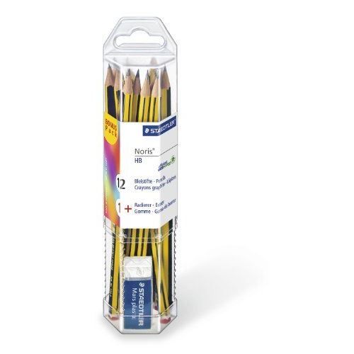 STAEDTLER - Gobelet de 12 crayons graphite HB Noris® 120 + gomme