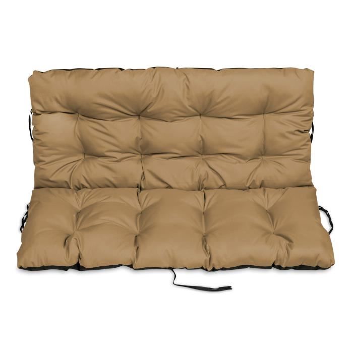 SuperKissen24 Coussin Dossier pour Banc de Jardin Canapé - 180x50 cm et Appui 180x60 - Intérieur-Extérieur - imperméable - Beige