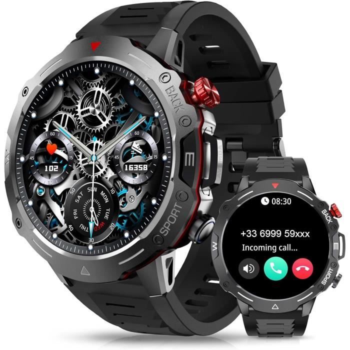 Aptkdoe Montre Connectée Homme Femme, 1.85 HD Smartwatch avec Appel