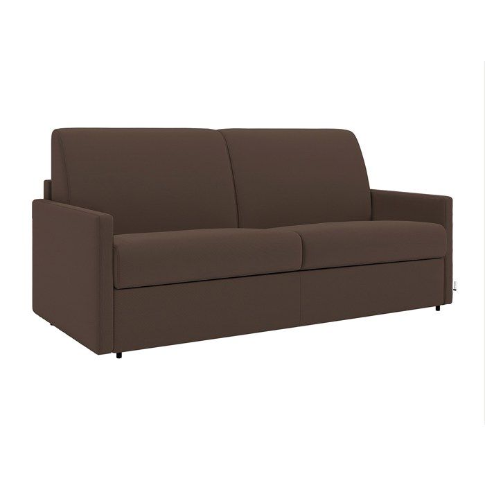 VENTE UNIQUE Canap&eacute; 2 places convertible express en tissu marron - Couchage 120 cm  - Matelas 14 cm CALIFE