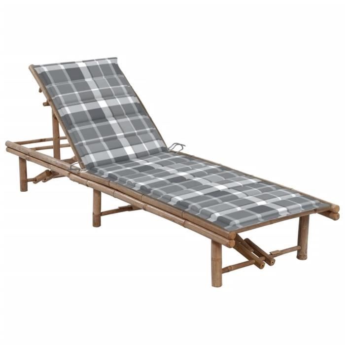 Chaise longue de jardin avec coussin Bambou A3061646 Vente