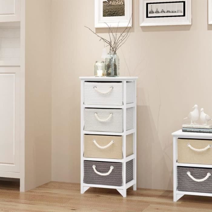 Armoire de rangement 4 tiroirs Bois 242890 - VIDAXL - Campagne - Blanc