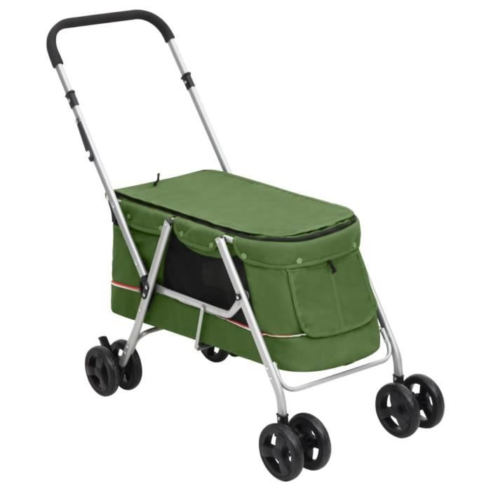 vidaXL Poussette pour chien pliante Vert 100x49x96 cm Tissu de lin 172204 vidaXL Poussette pour chien pliante Vert 100x49x96 cm Tissu de lin 172204