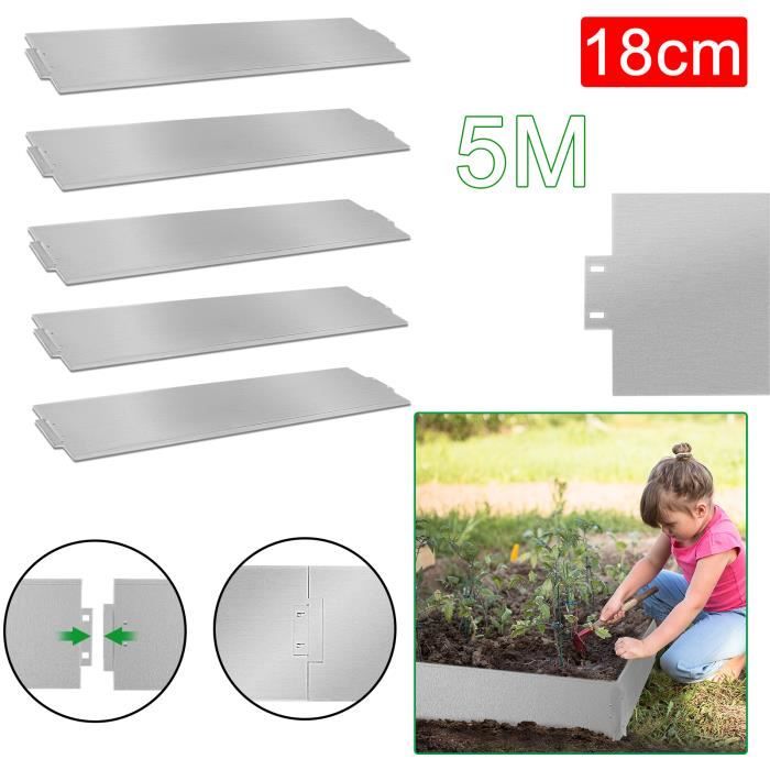 Bordure De Jardin En Acier Galvanisé 10 M - Hauteur 10 Cm, Flexible - Pour Parterres, Allées, Pelouse - Résistante Aux Intempéries