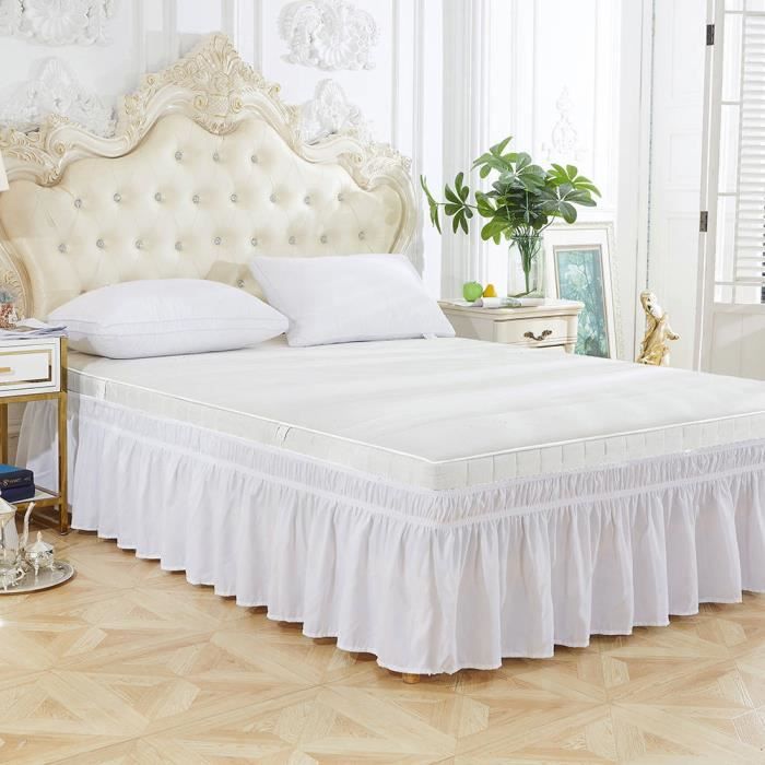 ELEGANT COMFORTDessus En Lin Avec Jupe De Lit à Pompons à Franges Et Pompons Avec Jupe Enveloppante De Style Elastique Et Infroissable De 16 Pouces Queenking Gris C005634614