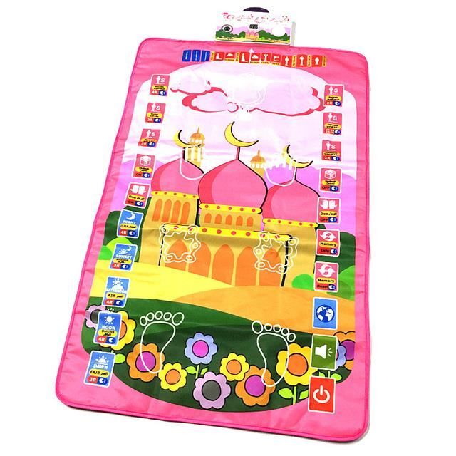 Tapis De Prière Islamique Enfant - Flanelle, Antidérapant, Pliable, 65x110cm - Cadeau Ramadan
