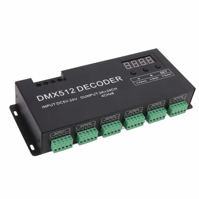 LTECH Décodeur LED DMX512 LT-904, 4 canaux, 24 A, affichage LED, 12-24