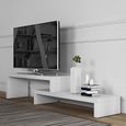 Meuble TV - TEMAHOME - CLIFF - Blanc laqué - Style scandinave et moderne - Porte et tiroir-1