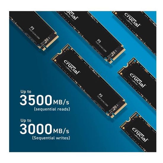 Crucial P3 1To CT1000P3SSD8 PCIe 3.0 3D NAND NVMe M.2 SSD, Jusqu'à 3500  Mo/s - Cdiscount Informatique