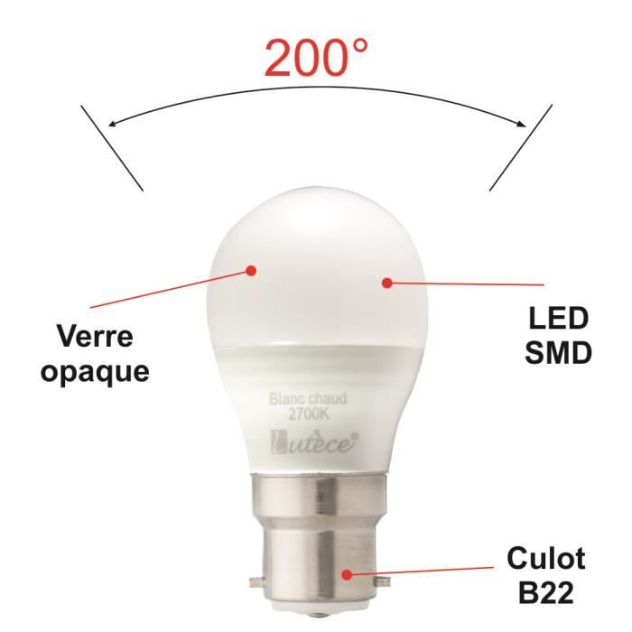 Lot de 10 Ampoules LED E27 8W eq 60W 806lm Température de Couleur: Blanc  chaud 2700K
