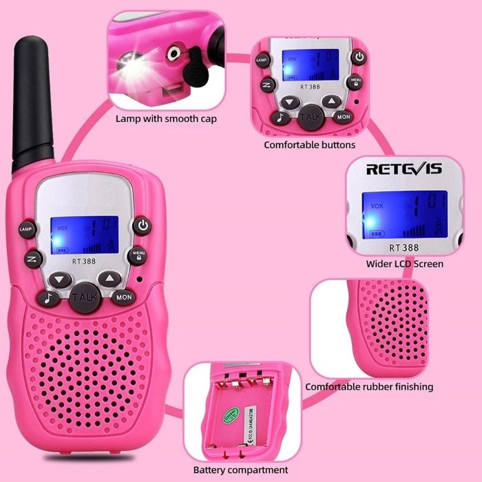 Jouets Garçon 4-12 Ans Talkie Walkie Enfants 8 Canaux Radio Bidirectionnelle avec LCD Lampe pour