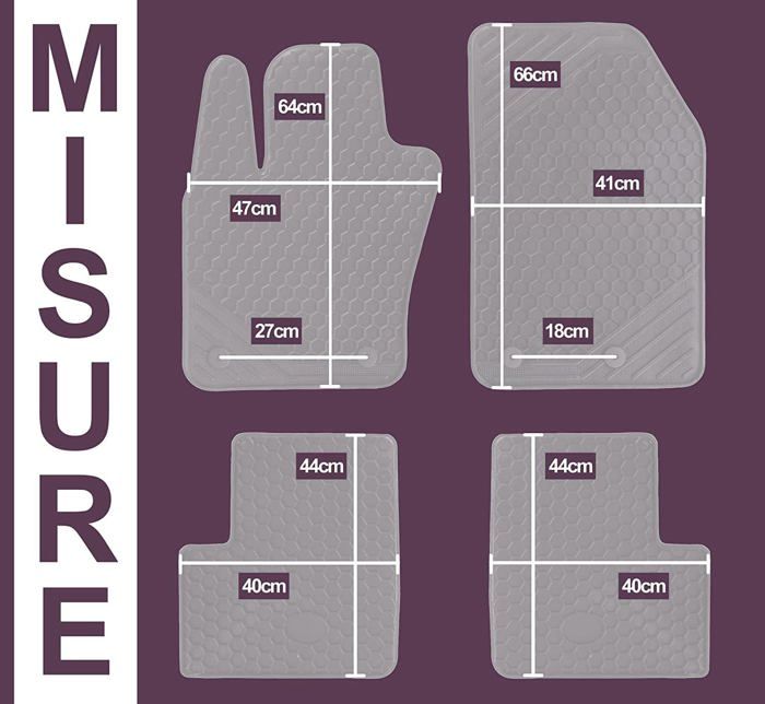 Tapis De Voiture Sur Mesure Pour Fiat 500 (2007 Et +) - Set 4 Pièces, Moquette Noire, Antidérapant