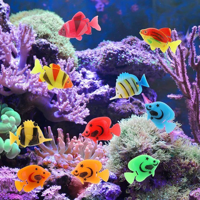 YARNOW 10 Poissons Artificiels Miniatures Colorés – Décor Aquarium Carpes 2 Cm, En Plastique Résistant, Pour Bassin, Terrarium Ou Mise En Scène Aquatique