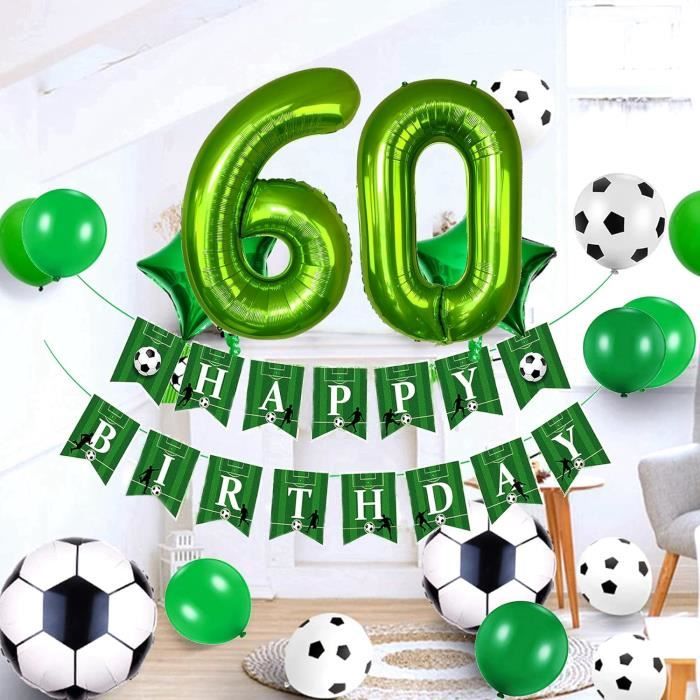 Bannière De Fête De Foot – 4 Pièces, 20 Mètres De Fanions Triangulaires, Motifs Ballon Et Rayures Vertes, Intérieur/extérieur