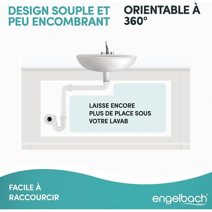 Engelbach® Siphon lavabo compact – Siphon 1 1/4 x 32 mm – Siphon évier  économie de place – Fabriqué en Allemagne : : Bricolage