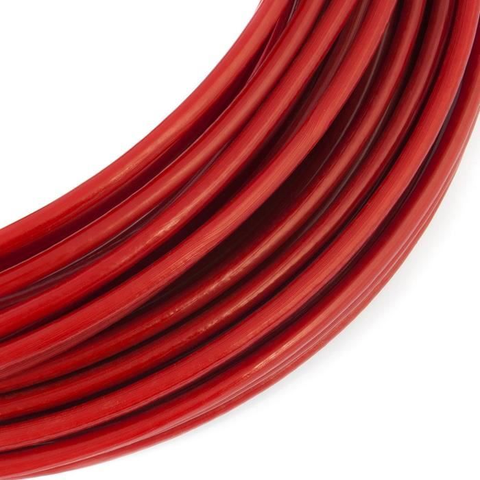 25m PVC cable acier 6mm rouge couleur 1x19 gaine corde de foresterie  galvanisé avec revetement en polymere