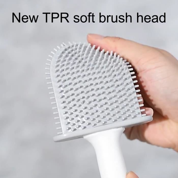Brosse De Toilette En Silicone ASOBEAGE - Tête Flexible, Long Manche, Support Murale, Séchage Rapide