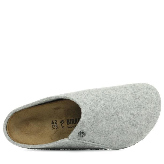 Chausson Birkenstock Zermatt Rivet Gris Laine Automne Hiver Homme