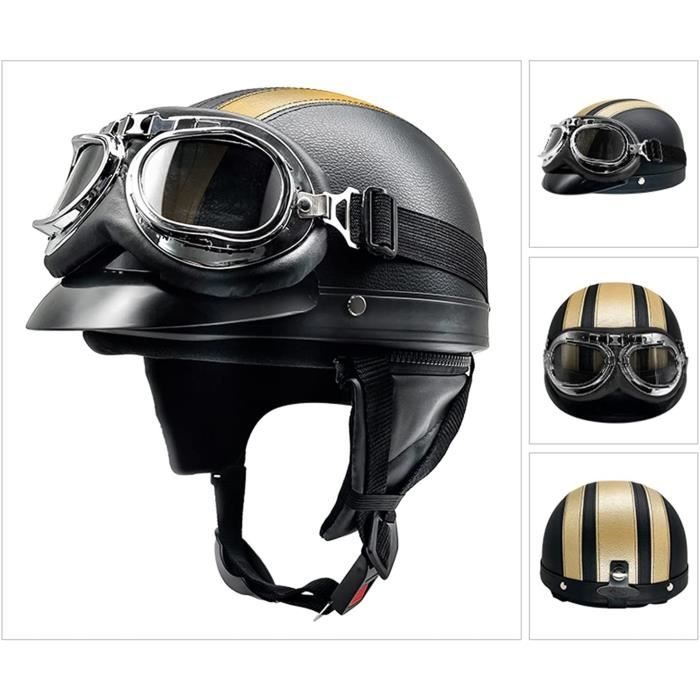 Moto Casque Jet Bol Vintage ECE Homologu Casque Moto Jet Avec Lunettes moto-casque-jet-bol-vintage-ece-homologu-casque-moto-jet-avec-lunettes