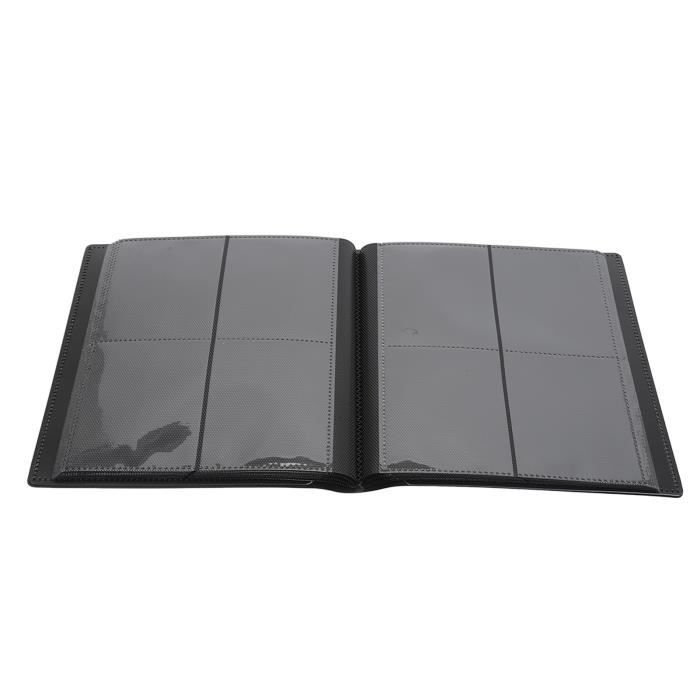 Classeur 160 Pochettes – 4 Fenêtres – Cartes Standards – Reliure Noire – élastique De Fermeture