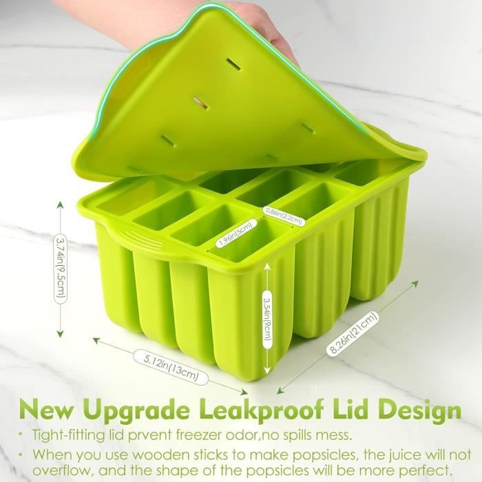 Lot De 12 Moules à Glace En Silicone - Avec 50 Bâtonnets, Sacs Et Entonnoirs, Sans BPA, Jaune