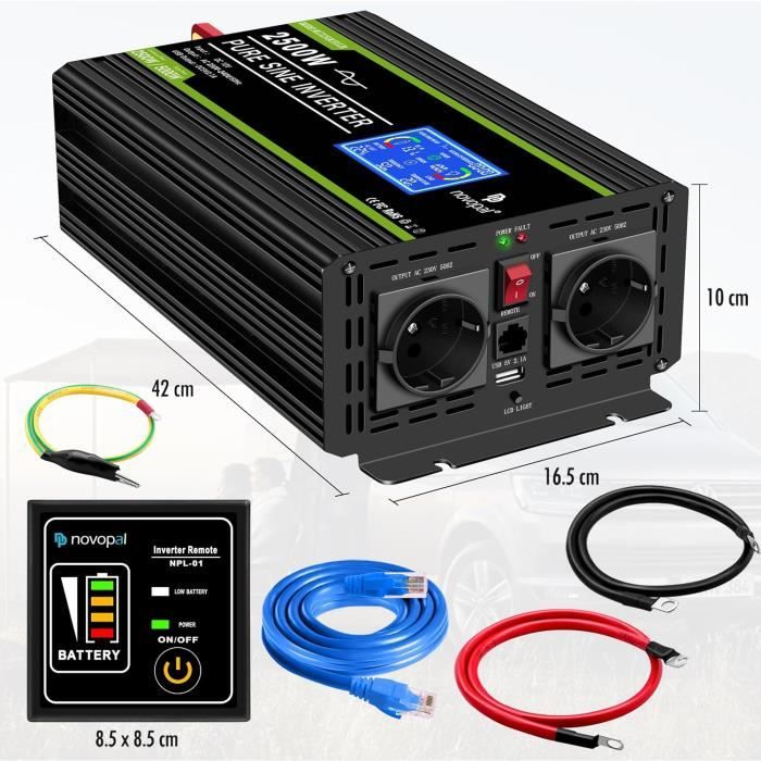 EDECOA Convertisseur Pur Sinus 12v 220v Onduleur 2500w Avec Télécommande Onduleur Onde Sinusoïdale Pure Convertisseur 12v 230v (2500w Pro - Foto 5