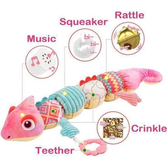 Peluche Musicale 5-en-1 Pour Bébé - Jouet Sensoriel Avec Sons Multiples (hochet, Grincement, Musique) - Cadeau Idéal 0-12 Mois