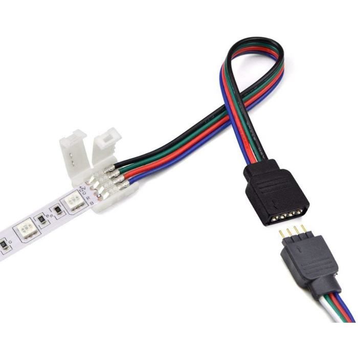 5050 Kit de connecteur de bande à LED 4 broches avec Séparateur Y de Bande  LED, Rallonge RGB LED,Raccord d'angle de Raccord[S925] - Cdiscount Maison