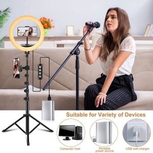 Livoo TEA261 – Anneau Lumineux 25,5 Cm Avec Trépied Et Télécommande, Parfait Pour Selfies, Vidéos Et Streaming