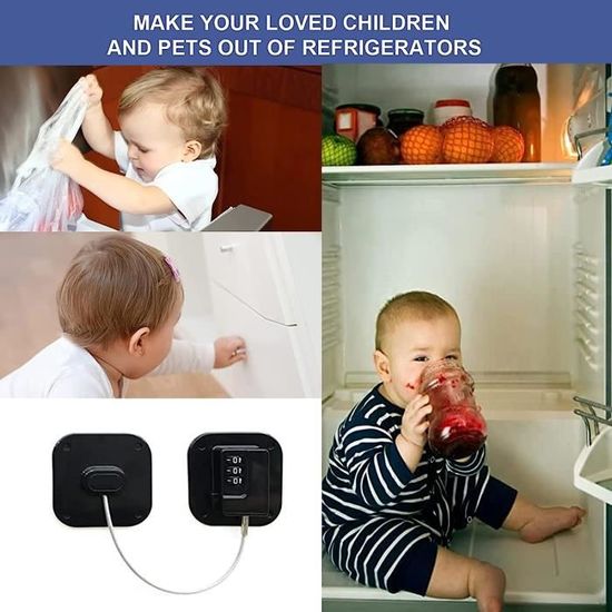 2 Pcs Serrure Frigo pour Enfants, Serrure à Combinaison Code Frigo,  Réfrigérateur Serrure à Code,Armoires(Noir) - Cdiscount Puériculture &  Eveil bébé