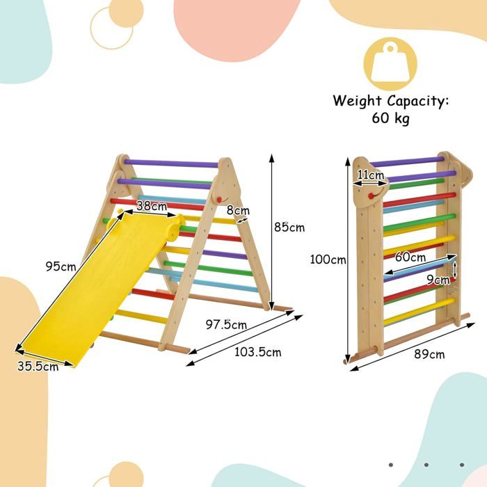 Arche Montessori Avec Coussin GOPLUS 7 En 1 Triangle Arche Montessori D'escalade Enfants Avec Parcours Motricité Bois