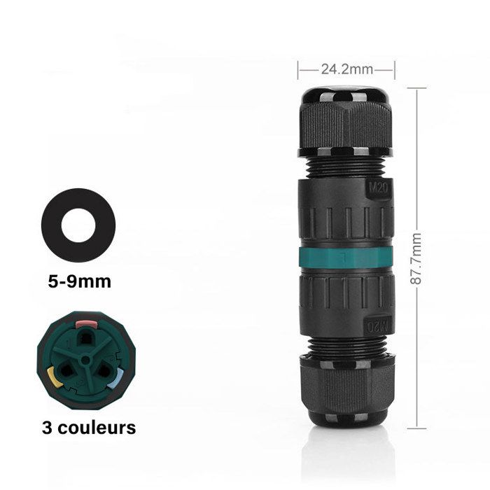 Lot De 3 Connecteur électrique Etanche IP68 - Connecteur étanche à 5 Broches Pour Câble De 5-14