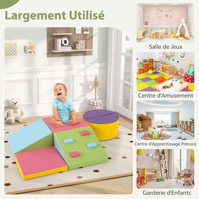 HOMCOM Parcours motricité bébé 6PCS, Module motricité bébé en Mousse HOMCOM Parcours motricité bébé 6PCS, Module motricité bébé en Mousse
