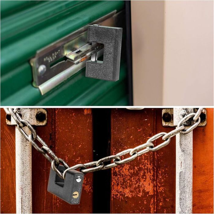 Cadenas Exterieur Ultra Robuste avec 3 Clés - Gros Cadenas Monobloc en Acier Sol Cadenas Exterieur Ultra Robuste avec 3 Clés - Gros Cadenas Monobloc en Acier Sol