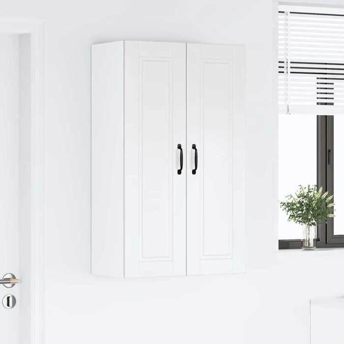 Armoire Murale Blanc Armoire Cuisine Suspendue Kavolet 60x31x40cm - Meuble Haut Étagère Unique Blanc Brillant Meuble à Monter