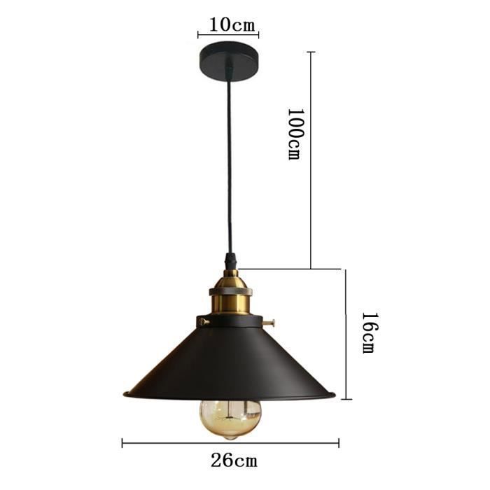 Suspension E27 Style Industriel Woodhill Métal Noir Et Bois Brilliant