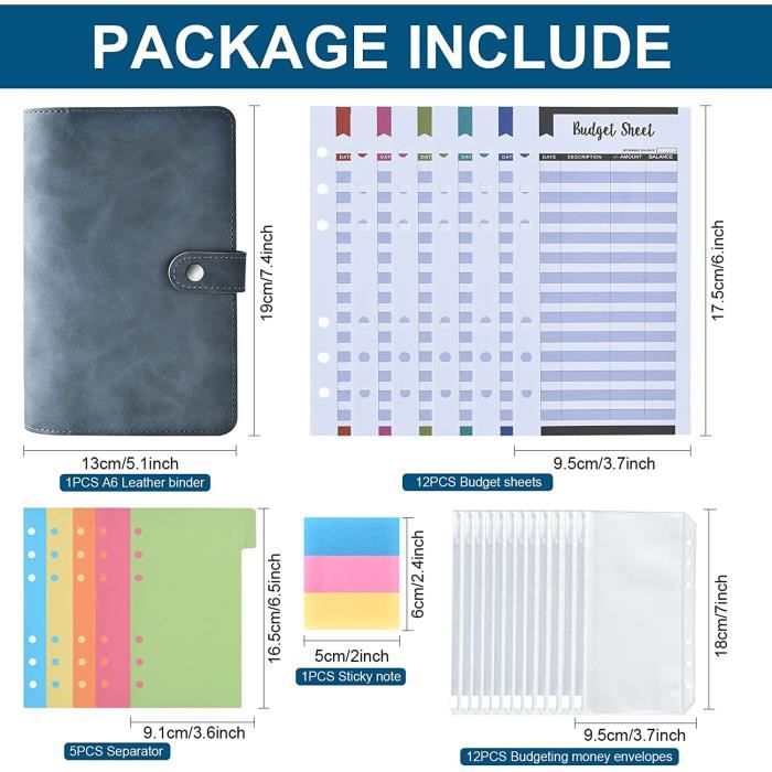Carnet Budget A5 Homicozy - Planner Finances Personnelles Avec Enveloppes PVC - Cuir PU Marbre Gris - 90 Pages